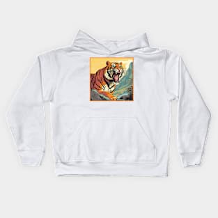 Colorful Tiger Cartoon Vintage Bengals Tiger Drawing Comics Fearless Tiger Kids Hoodie